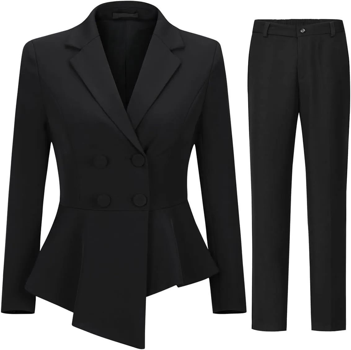 YUNCLOS Women's Double Breasted 2 Piece Suit Set 2 Button Blazer Jacket and Pants
