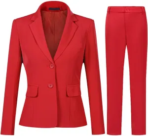 YYNUDA Women's Business 2 Piece Office Work Suit Set Single Breasted Solid Blazer Jacket and Pants