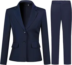 YYNUDA Women's Business 2 Piece Office Work Suit Set Single Breasted Solid Blazer Jacket and Pants