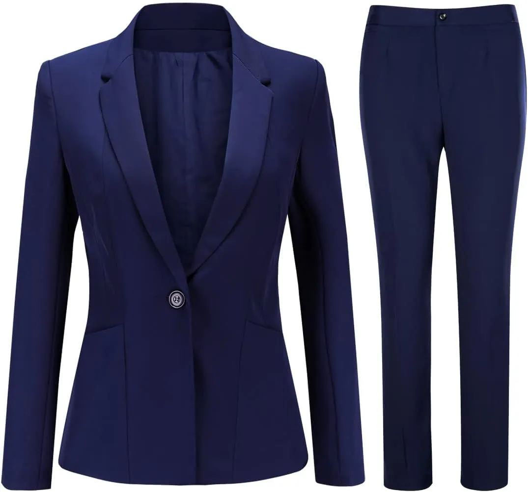 YYNUDA Women's Business Suit Set Ladies 2 Piece Office Work Solid Blazer Jacket and Pants