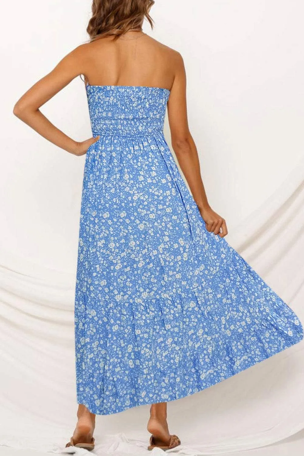 ZESICA Women's Summer Strapless Dress Off Shoulder Sleeveless High Waist Solid Color Beach Long Dresses