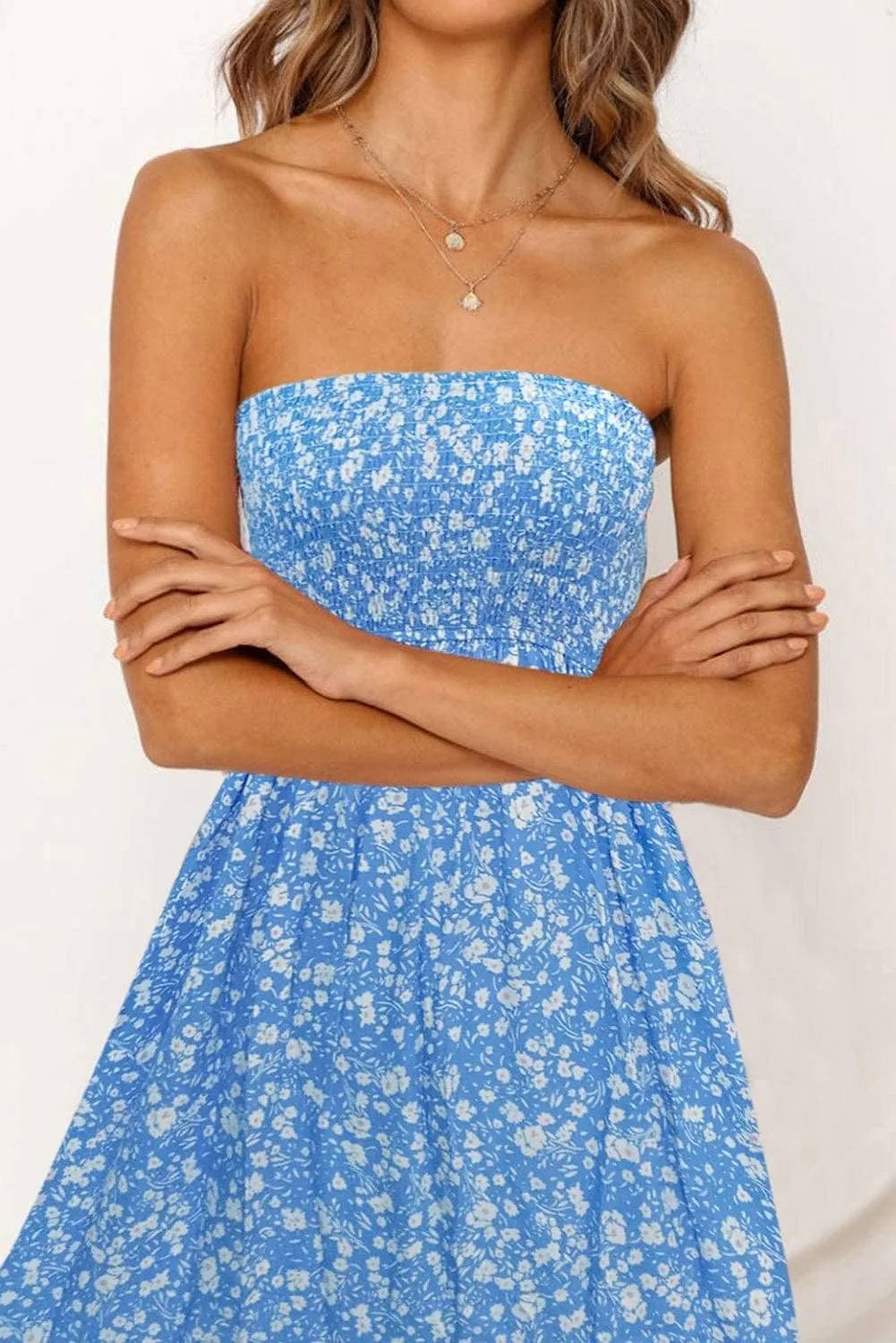 ZESICA Women's Summer Strapless Dress Off Shoulder Sleeveless High Waist Solid Color Beach Long Dresses