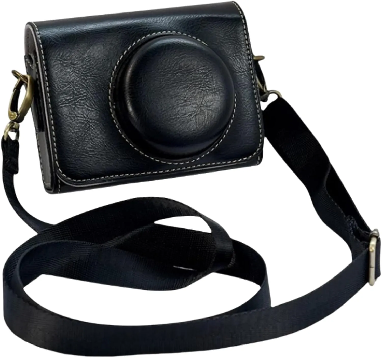 ZV-1F Case,Camera Case for Sony ZV-1F/ ZV-1 II/ZV-1M2 Digital Camera,Digital camera PU leather storage bag with removable shoulder strap. (Horizontal, Black)