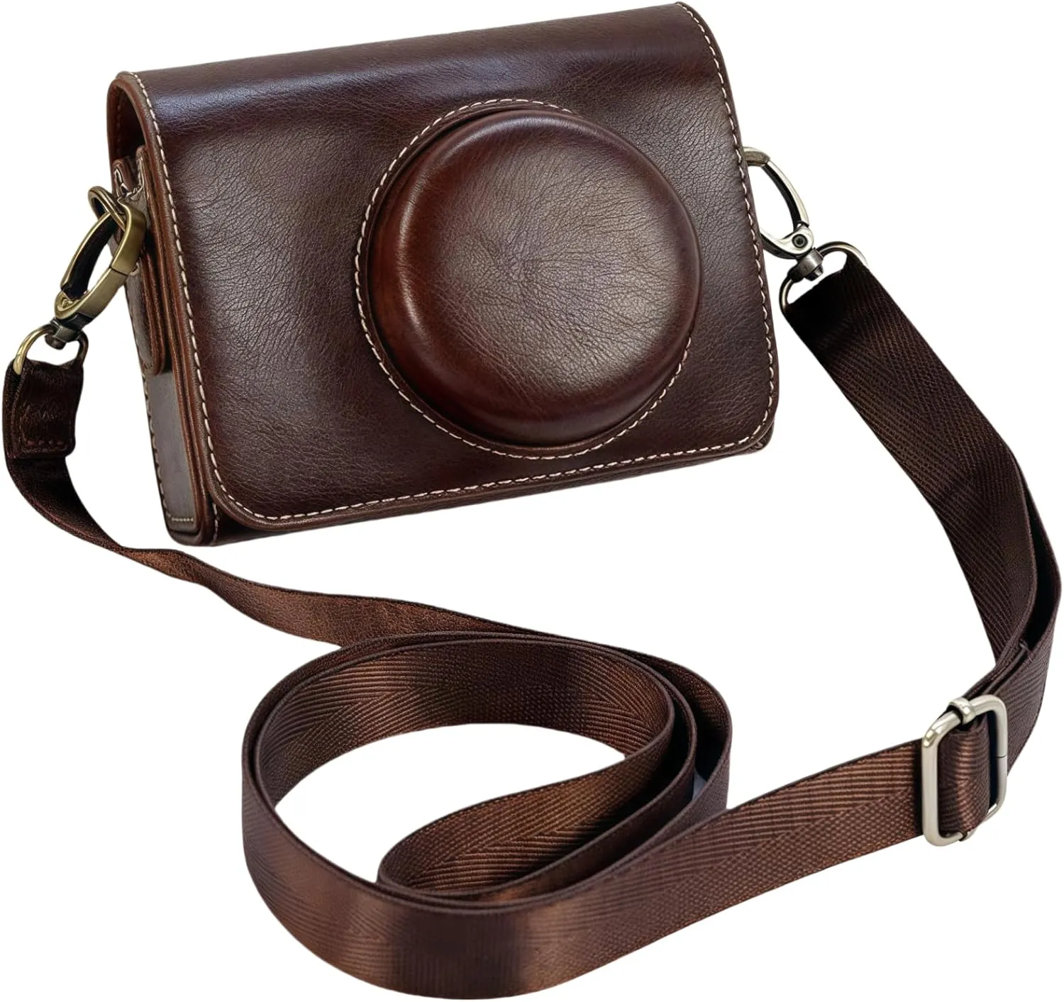 ZV-1F Case,Camera Case for Sony ZV-1F/ ZV-1 II/ZV-1M2 Digital Camera,Digital camera PU leather storage bag with removable shoulder strap. (Horizontal, Brown)