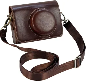 ZV-1F Case,Camera Case for Sony ZV-1F/ ZV-1 II/ZV-1M2 Digital Camera,Digital camera PU leather storage bag with removable shoulder strap. (Horizontal, Brown)