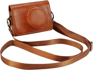 ZV-1F Case,Camera Case for Sony ZV-1F/ ZV-1 II/ZV-1M2 Digital Camera,Digital camera PU leather storage bag with removable shoulder strap. (Horizontal, Brownish yellow)