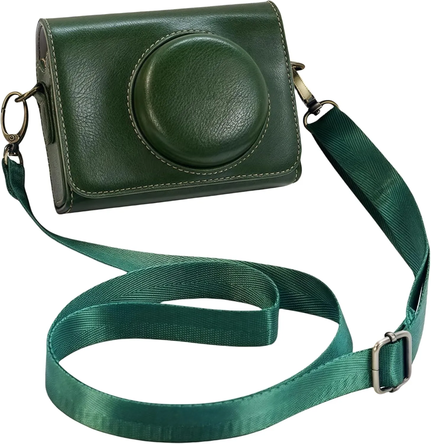 ZV-1F Case,Camera Case for Sony ZV-1F/ ZV-1 II/ZV-1M2 Digital Camera,Digital camera PU leather storage bag with removable shoulder strap. (Horizontal, green)