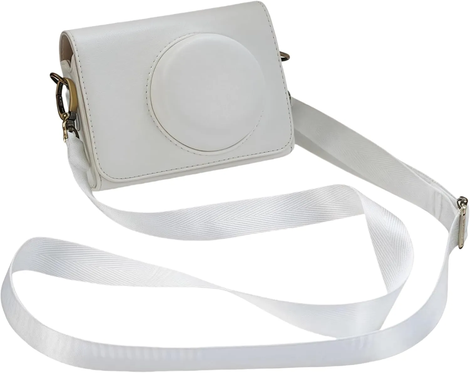 ZV-1F Case,Camera Case for Sony ZV-1F/ ZV-1 II/ZV-1M2 Digital Camera,Digital camera PU leather storage bag with removable shoulder strap. (Horizontal, White)