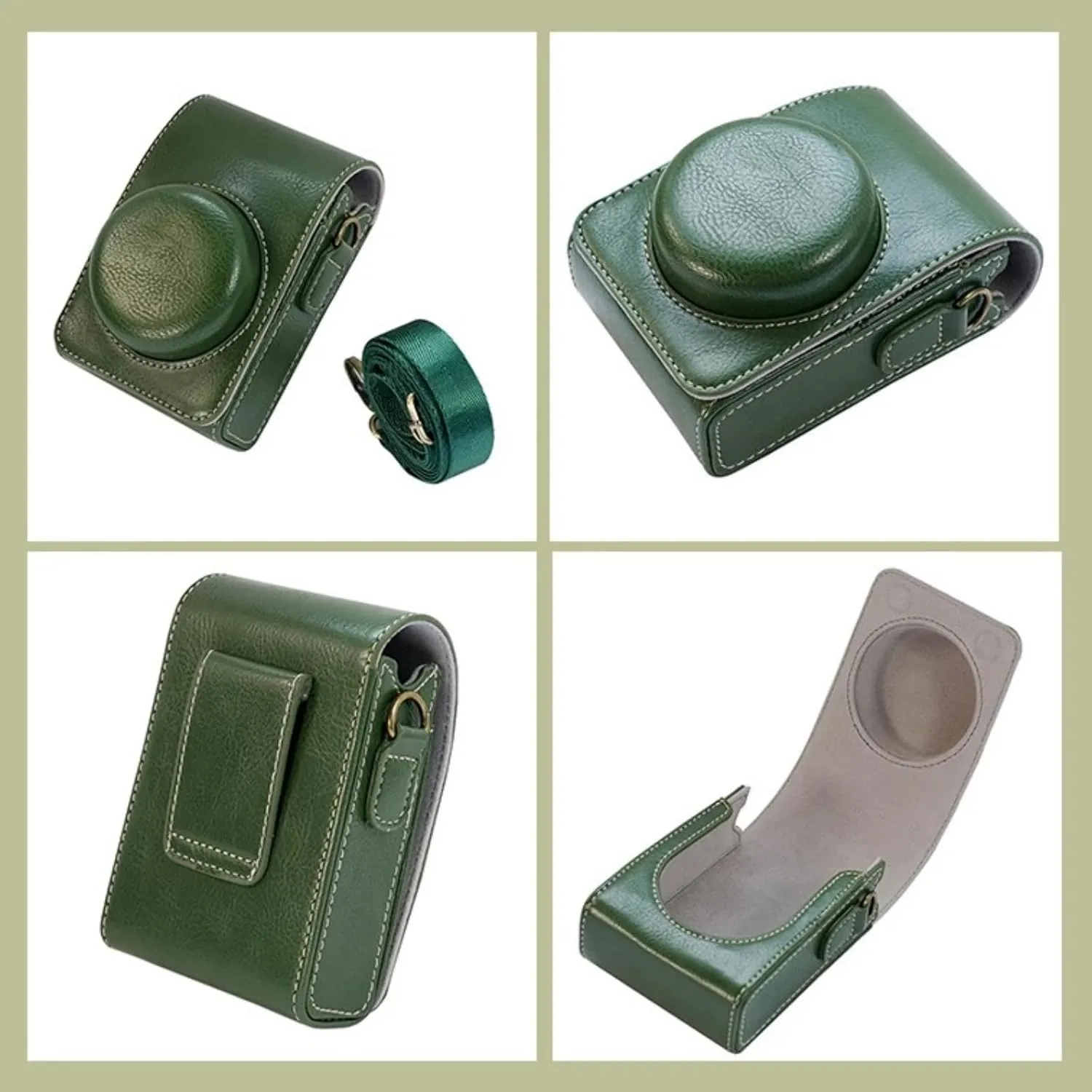 ZV-1F Case,Camera Case for Sony ZV-1F/ ZV-1 II/ZV-1M2 Digital Camera,Digital camera PU leather storage bag with removable shoulder strap. (Vertical, green)